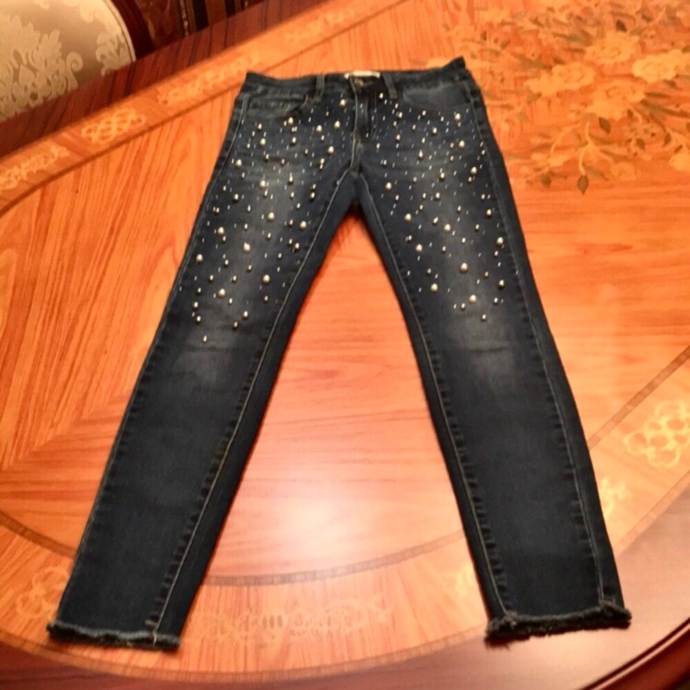 REDIAL PARIS Embellished Studded Blue Skinny Jeans sz.36